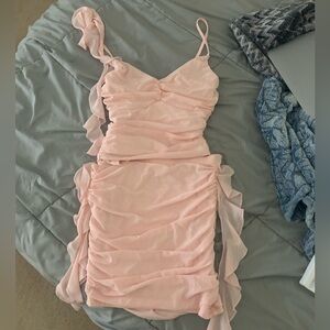 Elegant Pink Ruffled Dress